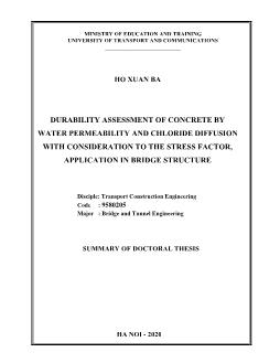 Durability assessment of concrete by water permeability and chloride diffusion with consideration to the stress factor, application in bridge structure