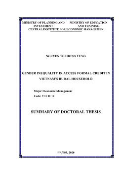 Gender inequality in access formal credit in Vietnam’s rural household