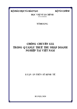 Luận án Chống chuyển giá trong quản lý thuế thu nhập doanh nghiệp ở Việt Nam