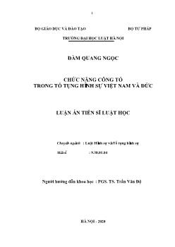 Luận án Chức năng công tố trong tố tụng hình sự Việt Nam và Đức