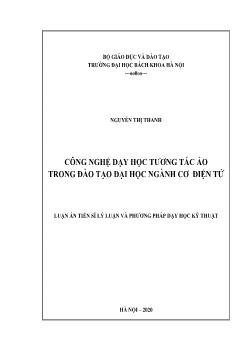 Luận án Công nghệ dạy học tương tác ảo trong đào tạo đại học ngành cơ điện tử