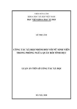 Luận án Công tác xã hội nhóm đối với nữ sinh viên trong phòng ngừa quấy rối tình dục