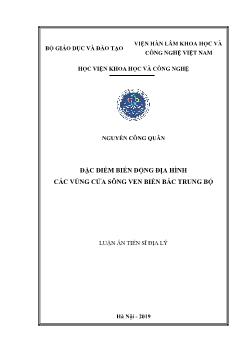 Luận án Đặc điểm biến động địa hình các vùng cửa sông ven biển bắc trung bộ