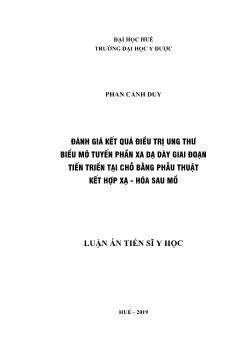 Luận án Đánh giá kết quả điều trị ung thư biểu mô tuyến phần xa dạ dày giai đoạn tiến triển tại chỗ bằng phẫu thuật kết hợp xạ - Hóa sau mổ