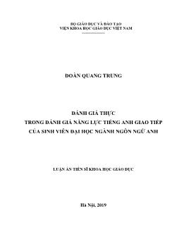 Luận án Đánh giá thực trong đánh giá năng lực tiếng Anh giao tiếp của sinh viên đại học ngành ngôn Ngữ Anh