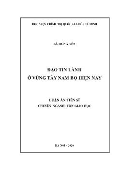 Luận án Đạo tin lành ở vùng Tây Nam Bộ hiện nay