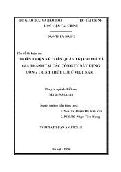 Luận án Hoàn thiện kế toán quản trị chi phí và giá thành tại các công ty xây dựng công trình thủy lợi ở Việt Nam