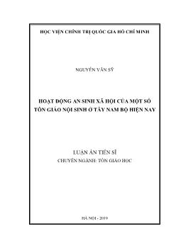 Luận án Hoạt động an sinh xã hội của một số tôn giáo nội sinh ở Tây Nam Bộ hiện nay