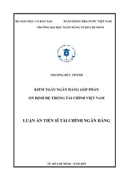 Luận án Kiểm toán ngân hàng góp phần ổn định hệ thống tài chính Việt Nam