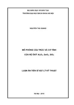 Luận án Mô phỏng cấu trúc và cơ tính của hệ ôxit Al2o3, GeO2, SiO2