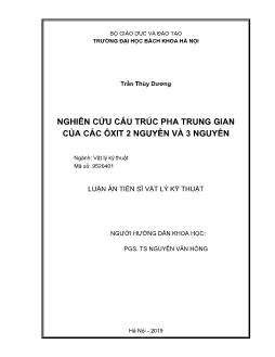 Luận án Nghiên cứu cấu trúc pha trung gian của các ôxit 2 nguyên và 3 nguyên