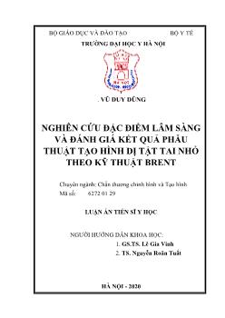 Luận án Nghiên cứu đặc điểm lâm sàng và đánh giá kết quả phẫu thuật tạo hình dị tật tai nhỏ theo kỹ thuật brent