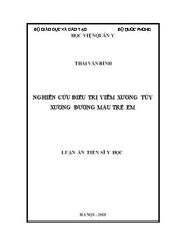 Luận án Nghiên cứu điều trị viêm xương tủy xương đường máu trẻ em