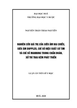 Luận án Nghiên cứu giá trị của siêu âm hai chiều, siêu âm doppler, chỉ số hiệu suất cơ tim và chỉ số manning trong chẩn đoán, xử trí thai kém phát triển