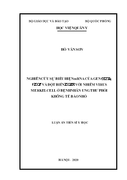 Luận án Nghiên cứu sự biểu hiện mrna của gen ciz1b, vegf và đột biến egfr với nhiễm virus merkel cell tại bệnh nhân ung thư phổi không tế bào nhỏ