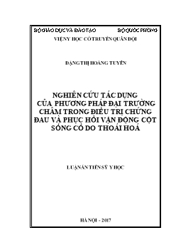 Luận án Nghiên cứu tác dụng của phương pháp đại trường châm trong điều trị chứng đau và phục hồi vận động cột sống cổ do thoái hoá