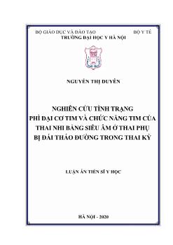 Luận án Nghiên cứu tình trạng phì đại cơ tim và chức năng tim của thai nhi bằng siêu âm ở thai phụ bị đái tháo đường trong thai kỳ