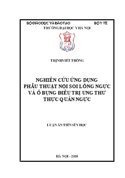 Luận án Nghiên cứu ứng dụng phẫu thuật nội soi lồng ngực và ổ bụng điều trị ung thư thực quản ngực