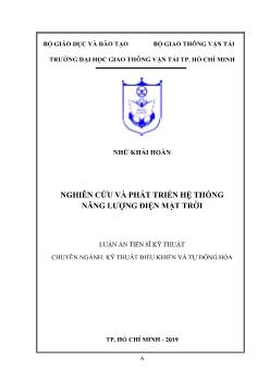 Luận án Nghiên cứu và phát triển hệ thống năng lượng điện mặt trời
