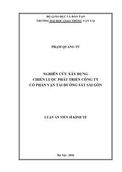 Luận án Nghiên cứu xây dựng chiến lược phát triển công ty cổ phần vận tải đường sắt Sài Gòn