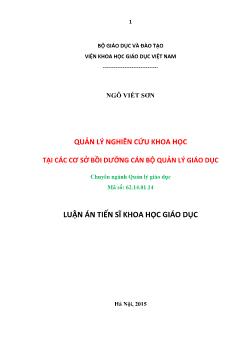 Luận án Quản lý nghiên cứu khoa học tại các cơ sở bồi dưỡng cán bộ quản lý giáo dục