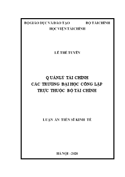 Luận án Quản lý tài chính các trường đại học công lập trực thuộc bộ tài chính