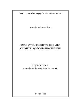 Luận án Quản lý tài chính ở học viện chính trị quốc gia Hồ Chí Minh