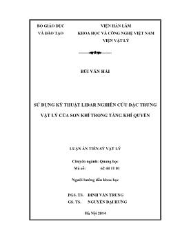 Luận án Sử dụng kỹ thuật lidar nghiên cứu đặc trưng vật lý của son khí trong tầng khí quyển