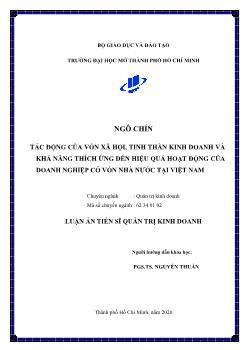 Luận án Tác động của vốn xã hội, tinh thần kinh doanh và khả năng thích ứng đến hiệu quả hoạt động của doanh nghiệp có vốn nhà nước tại Việt Nam