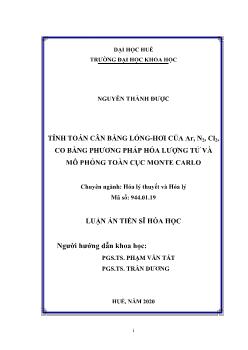 Luận án Tính toán cân bằng lỏng - Hơi của Ar, N2, Cl2, CO bằng phương pháp hóa lượng tử và mô phỏng toàn cục monte carlo