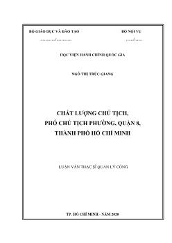 Luận văn Chất lượng chủ tịch, phó chủ tịch phường, quận 8, thành phố Hồ Chí Minh