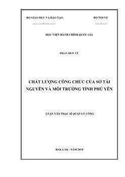 Luận văn Chất lượng công chức của sở tài nguyên và môi trường tỉnh Phú Yên