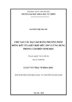 Luận văn Chế tạo các hạt zns bằng phương pháp đồng kết tủa kết hợp siêu âm và ứng dụng trong cảm biến sinh học