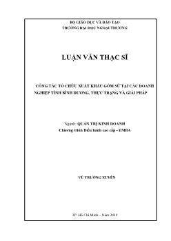 Luận văn Công tác tổ chức xuất khẩu gốm sứ tại các doanh nghiệp tỉnh Bình Dương, thực trạng và giải pháp