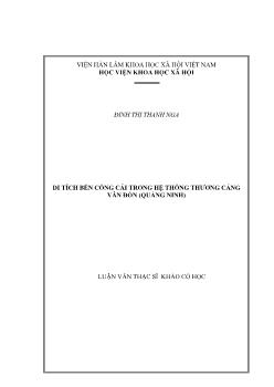 Luận văn Di tích bến cống cái trong hệ thống thương cảng Vân Đồn (Quảng Ninh)