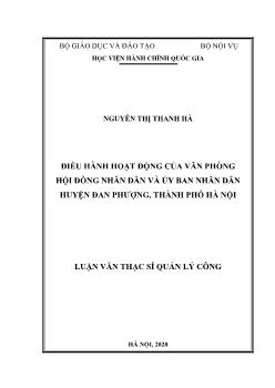 Luận văn Điều hành hoạt động của văn phòng hội đồng nhân dân và ủy ban nhân dân huyện Đan phượng, thành phố Hà Nội