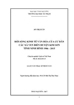 Luận văn Đời sống kinh tế văn hóa của cư dân các xã ven biển huyện Kim Sơn tỉnh Ninh Bình 1986 - 2015