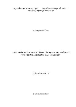 Luận văn Giải pháp hoàn thiện công tác quản trị nhân sự tại chi nhánh xăng dầu Lạng Sơn