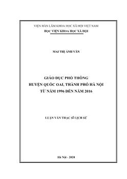 Luận văn Giáo dục phổ thông huyện Quốc Oai, thành phố Hà Nội từ năm 1996 đến năm 2016