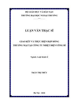 Luận văn Giao kết và thực hiện hợp đồng thương mại tại công ty nhiệt điện Uông Bí