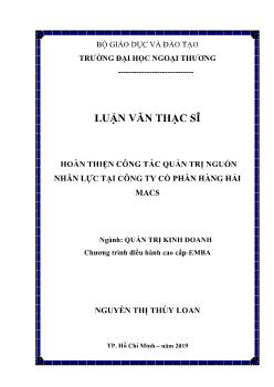 Luận văn Hoàn thiện công tác quản trị nguồn nhân lực tại công ty cổ phần hàng hải Macs