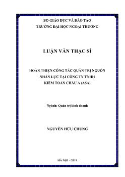 Luận văn Hoàn thiện công tác quản trị nguồn nhân lực tại công ty tnhh kiểm toán Châu Á (asa)