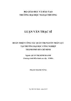 Luận văn Hoàn thiện công tác quản trị nguồn nhân lực tại trường đại học công nghiệp thành phố Hồ Chí Minh