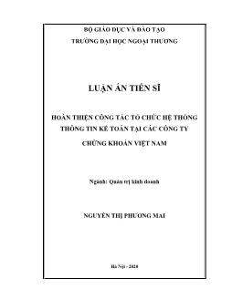 Luận văn Hoàn thiện công tác tổ chức hệ thống thông tin kế toán ở các công ty