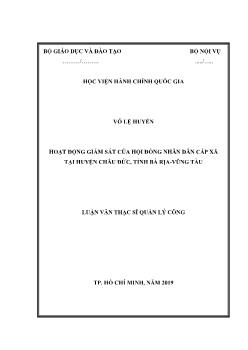 Luận văn Hoạt động giám sát của hội đồng nhân dân cấp xã tại huyện Châu Đức, tỉnh Bà Rịa - Vũng tàu