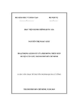 Luận văn Hoạt động giám sát của hội đồng nhân dân huyện Cần Giờ, thành phố hồ Chí Minh