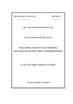 Luận văn Hoạt động giám sát của hội đồng nhân dân huyện Dầu Tiếng, tỉnh Bình Dương