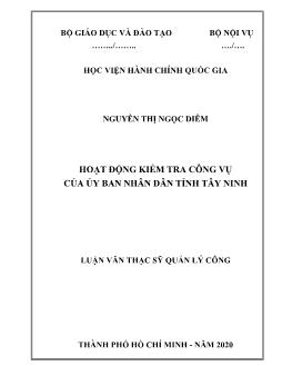 Luận văn Hoạt động kiểm tra công vụ của ủy ban nhân dân tỉnh Tây Ninh