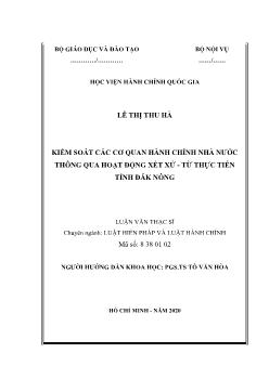 Luận văn Kiểm soát các cơ quan hành chính nhà nước thông qua hoạt động xét xử - Từ thực tiễn tỉnh Đăk Nông