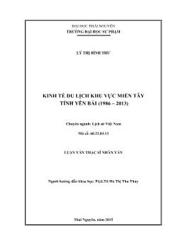 Luận văn Kinh tế du lịch khu vực miền tây tỉnh Yên Bái (1986 – 2013)